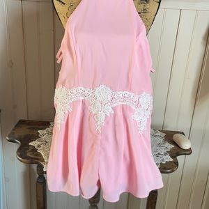 Luxmi pink halter romper open back small